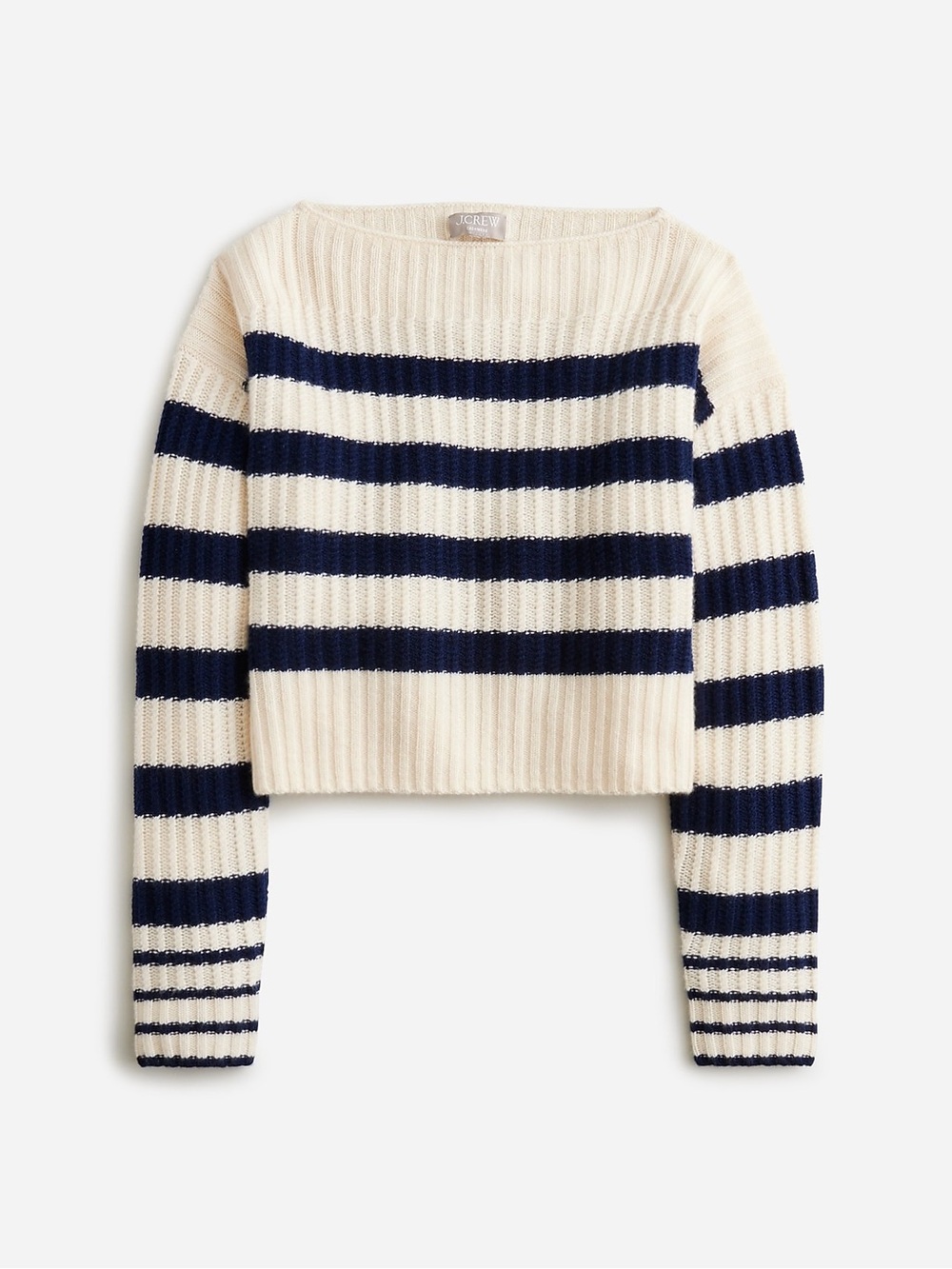 J. Crew Cropped Ribbed 100% cashmere Classic Mariner Cloth Boatneck Sweater XXS